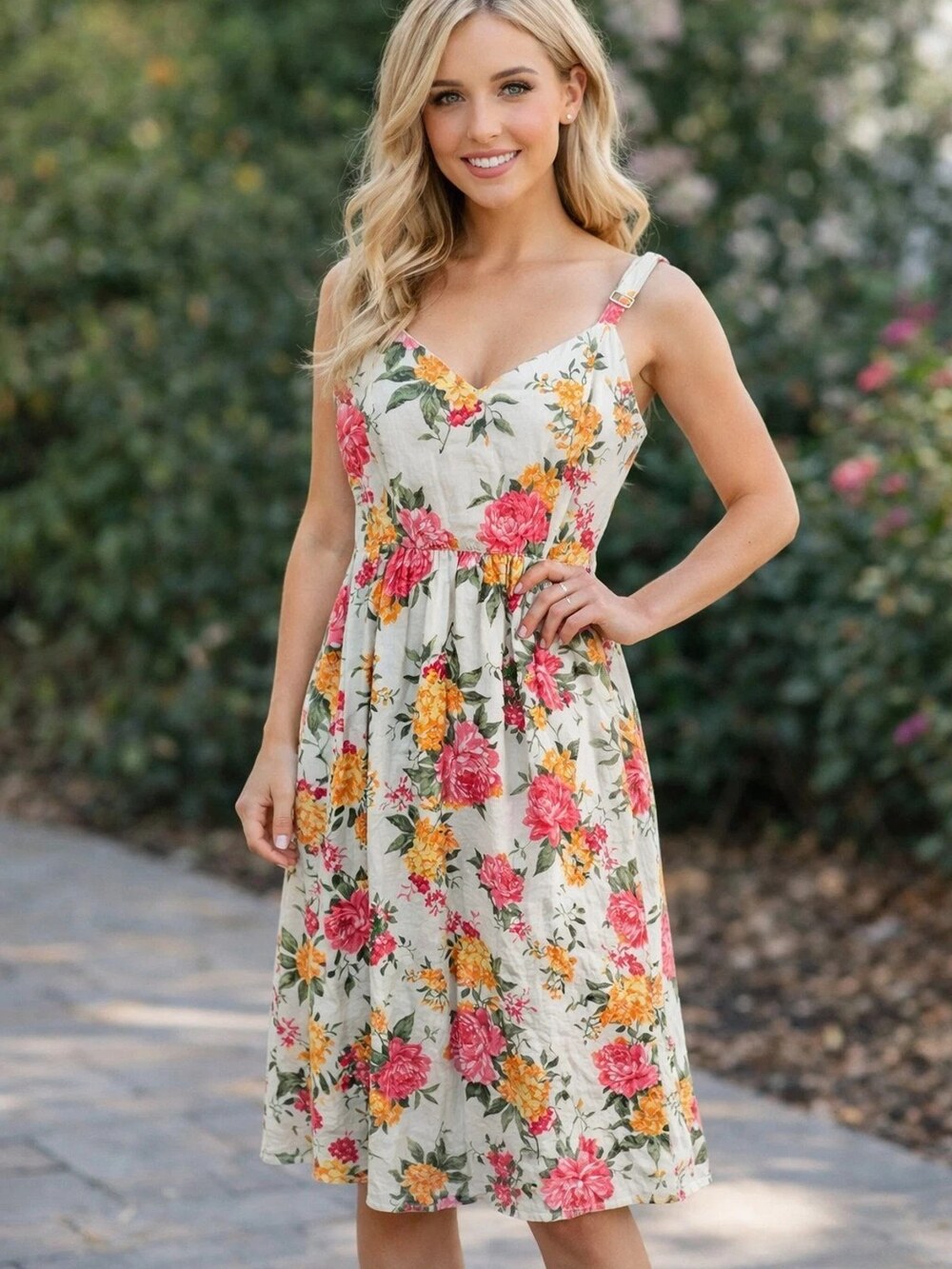 Cynthia Rowley Linen Sundress Floral Empire Waist Women Size 6 Vacation Travel
